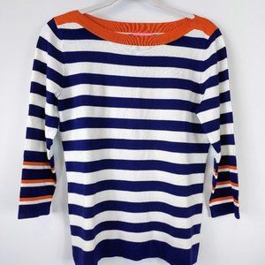 Isaac Mizrahi Sweater Striped Boat Neckline Sz S